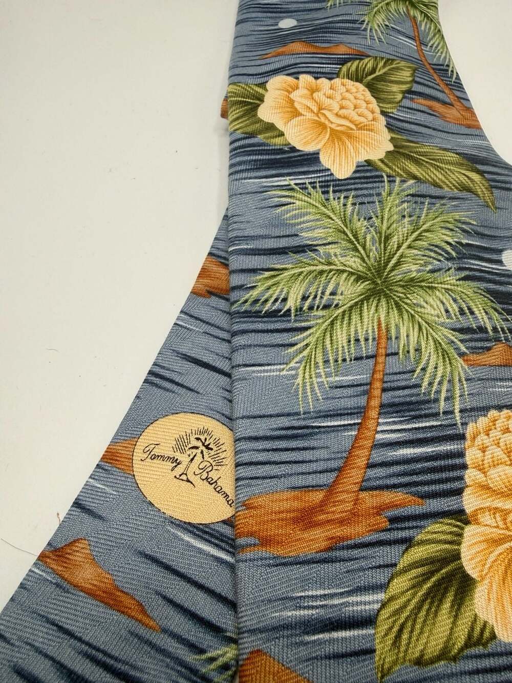 Tommy Bahama Tropical Floral Palm Tree Silk Necktie Blue